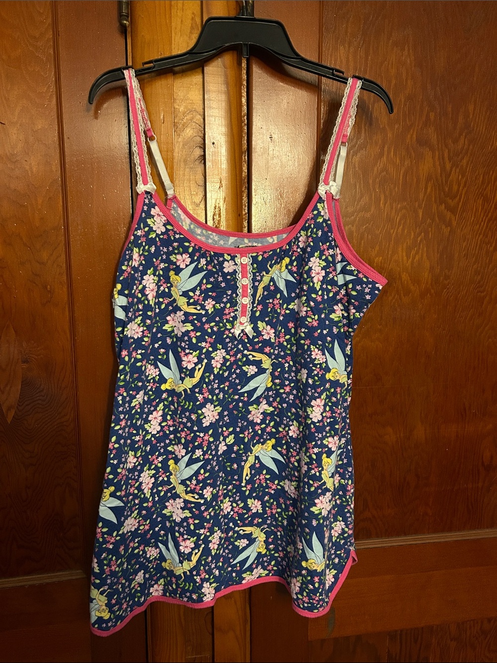 Disney Navy Floral & Bird Print Chemise with Pink Trim